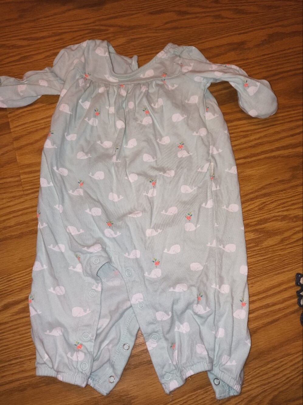 Baby Girls Light Blue Whale Print Pajama Sleeper